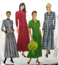9517 LONG TIE BUTTON SS-LS PLEAT DRESS 6-10-14, 8-12,12-16,18-22
